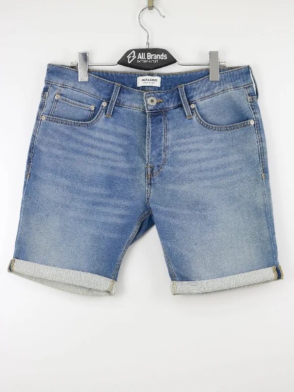 Men's Washed Denim Short,Blue