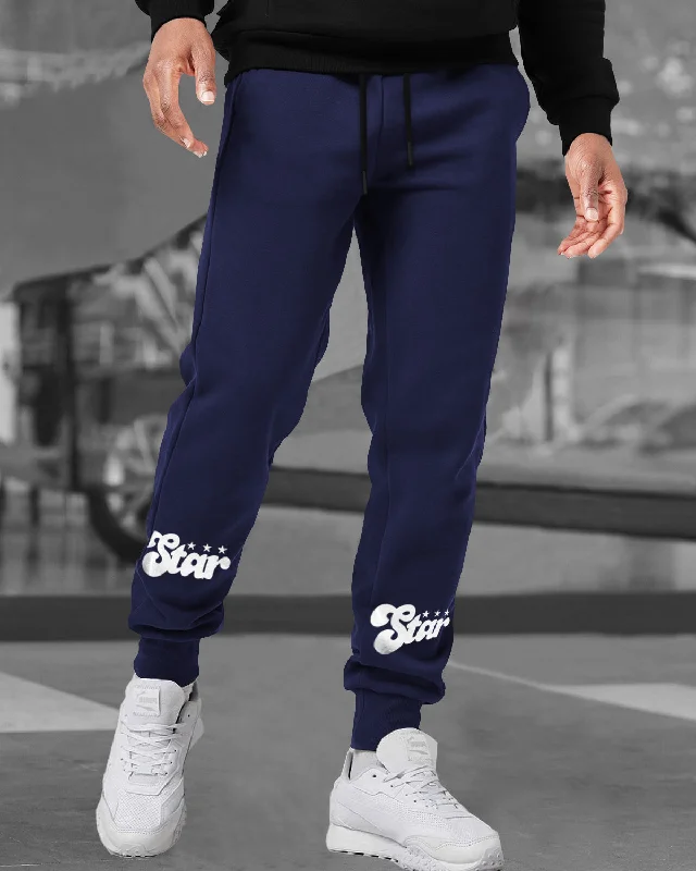 Men Cotton Sports Cuff Ankle Trackpants Combo (Pack of 2) | NavyBlue | Black