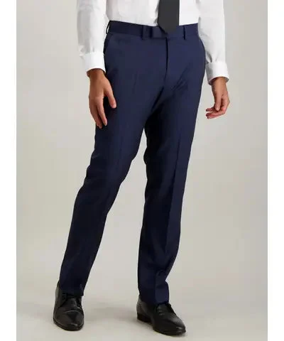 Blue Wool Regular Fit Suit Trousers