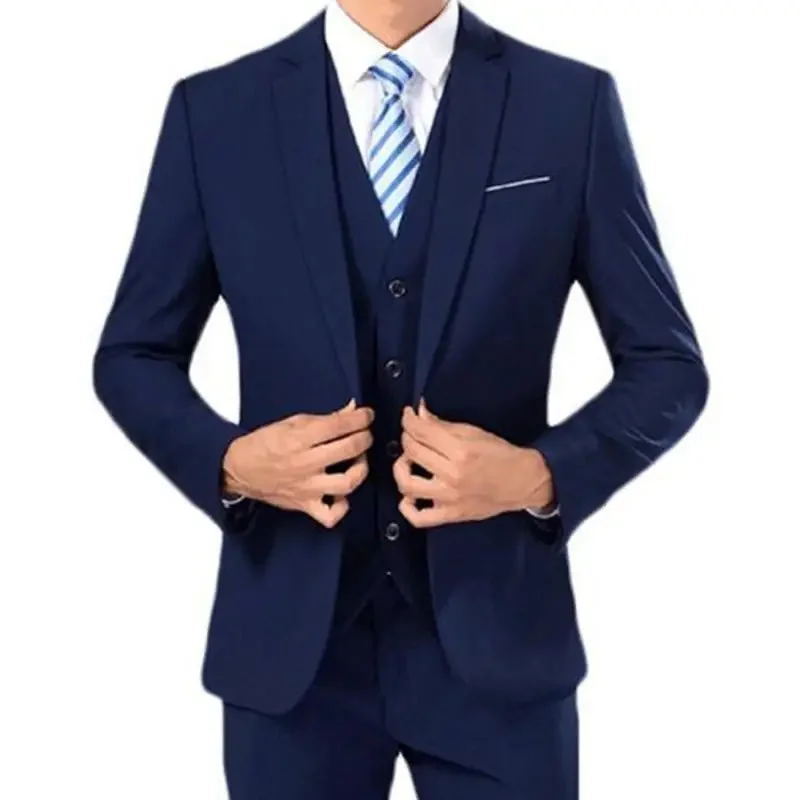 Bonsir New Men Suit 3 Pieces Shawl Lapel Slim Business Daily Fit Wedding Groom Tuxedo Banquet Work Set Jacket Vest With Pants