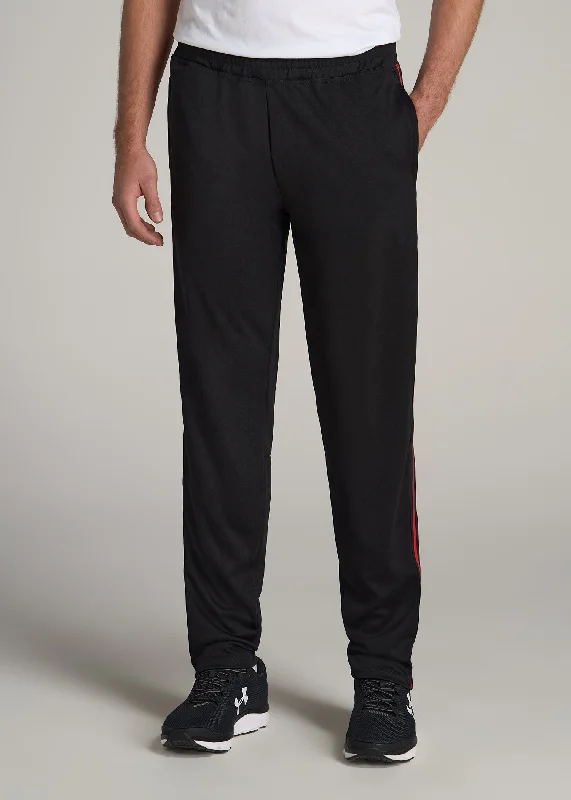 Athletic Stripe Pants for Tall Men in Black-Red Stripe