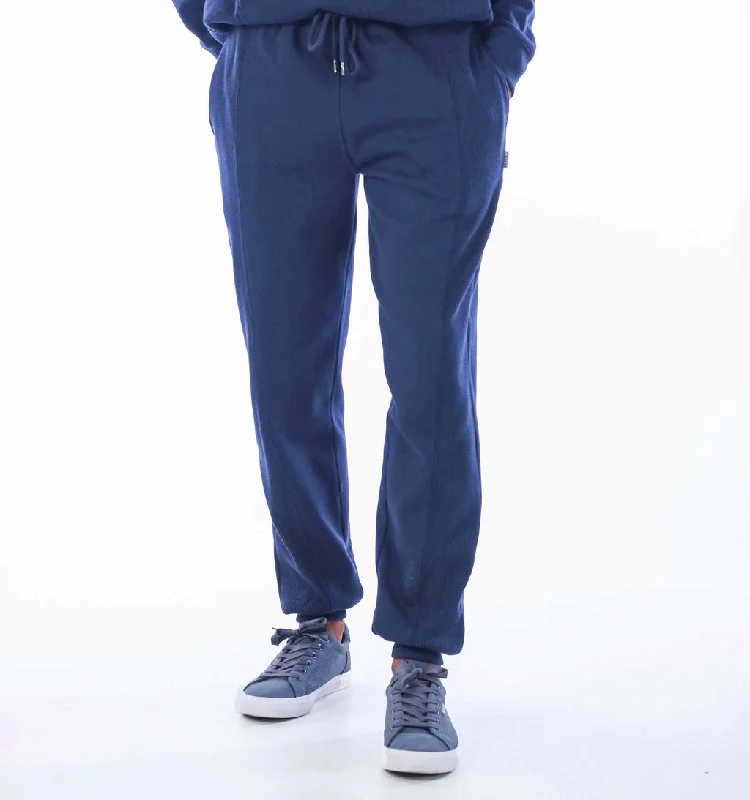 WAFFLE INSET TRACKPANTS – NAVY