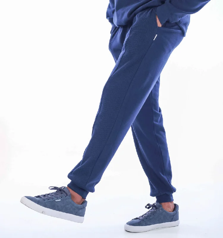 WAFFLE INSET TRACKPANTS – NAVY