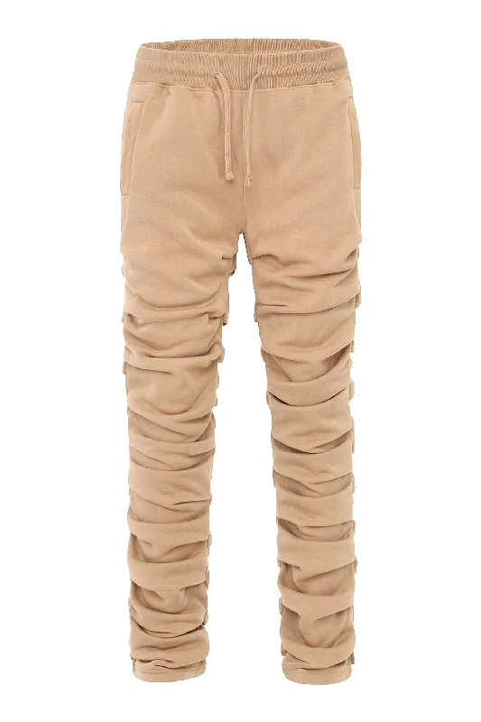 Men's Slim Flare Ruched Fleece Sweat Pants