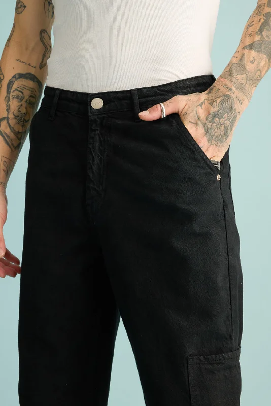 Men's Stealth Black Denim Cargos