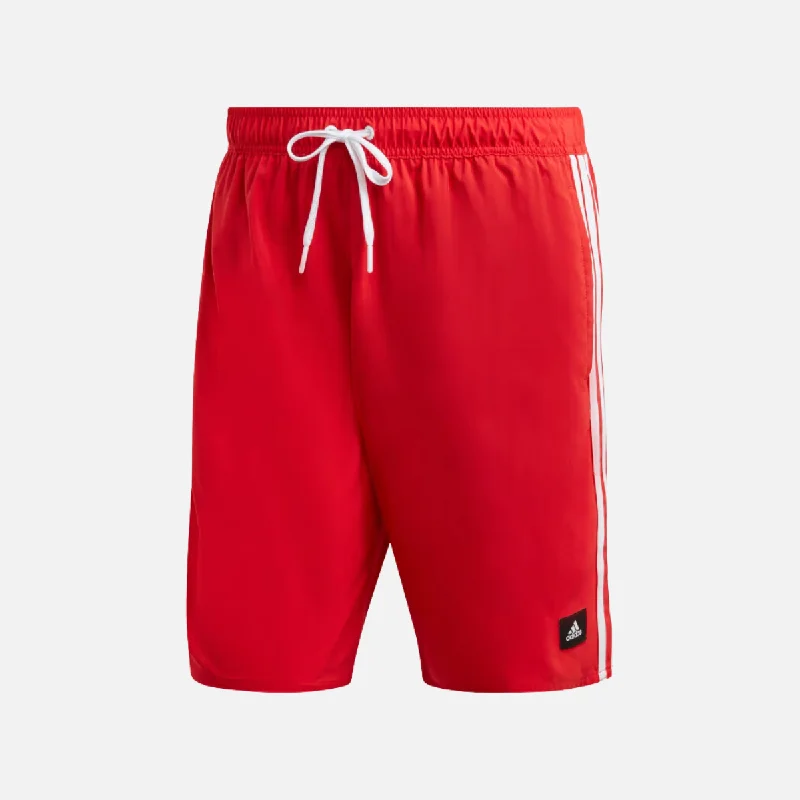 Adidas 3 Stripes CLX Men's Swim Short -Better Scarlet / White