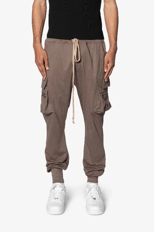 Jersey Cargo Pocket Sweatpants - Tan