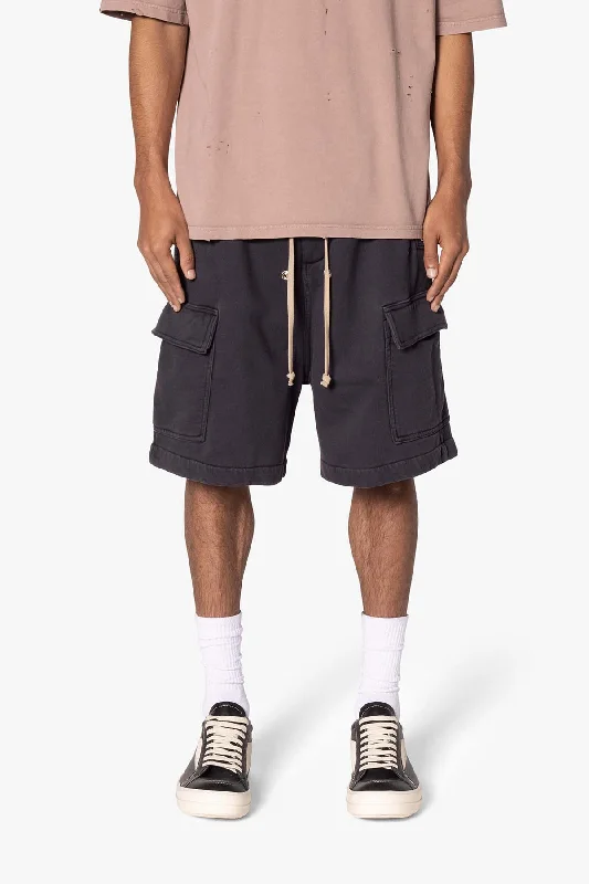 Rave Cargo Fleece Sweat Shorts - Washed Black