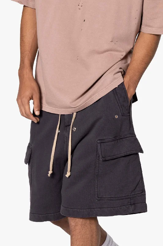 Rave Cargo Fleece Sweat Shorts - Washed Black