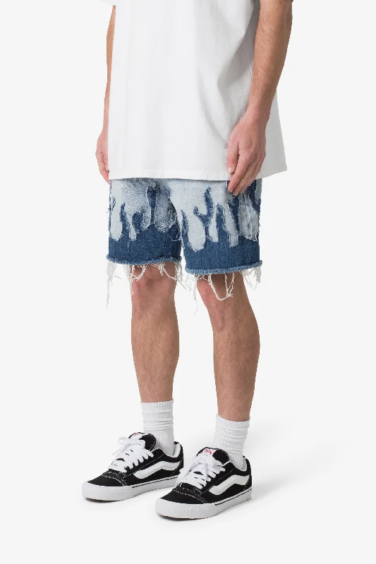 Flame Denim Shorts - Blue