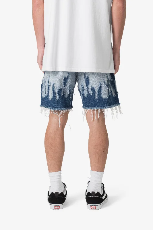 Flame Denim Shorts - Blue