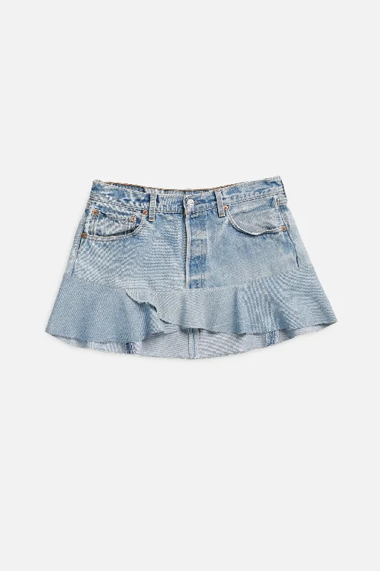 Rework Denim Flounce Skirt - L