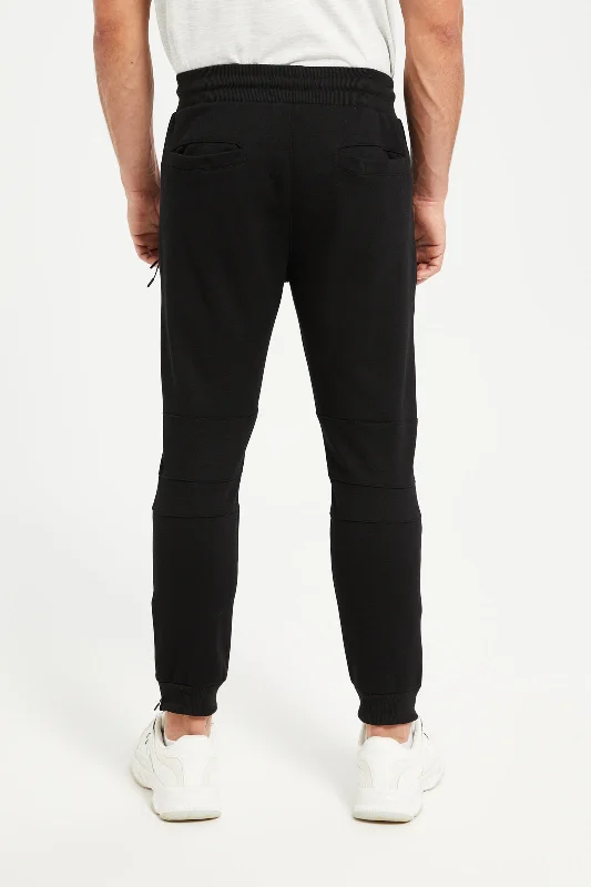 Men Black Slim Fit Active Track Pant: