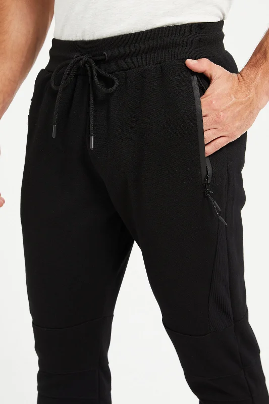 Men Black Slim Fit Active Track Pant: