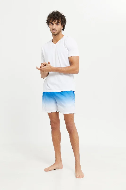 Men Blue And White Swim Short