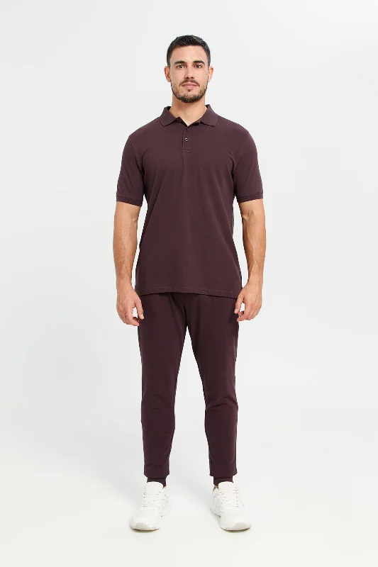 Men Burgundy Jogger Pants