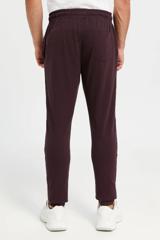 Men Burgundy Jogger Pants