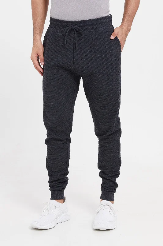 Men Charcoal Ottoman Jog Pants