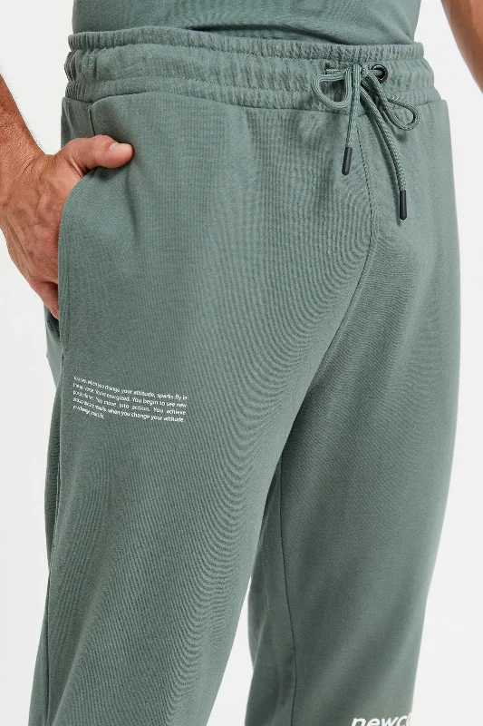 Men Green Printed Active Pants