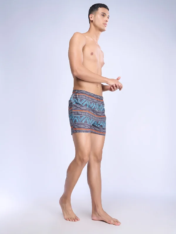 Mens Woven Inner Boxer Black Leaf Shorts