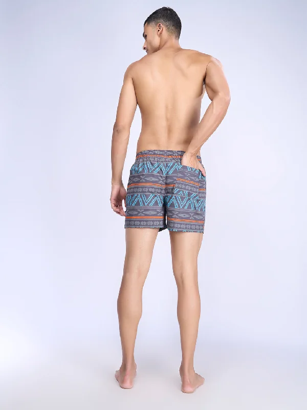 Mens Woven Inner Boxer Black Leaf Shorts