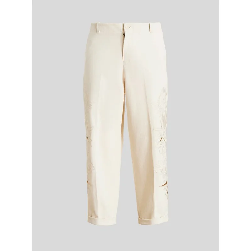 San Gallo And Floral Embroidery Trousers