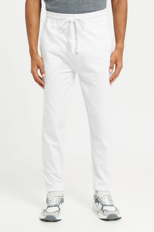 Men White Plain Joggers