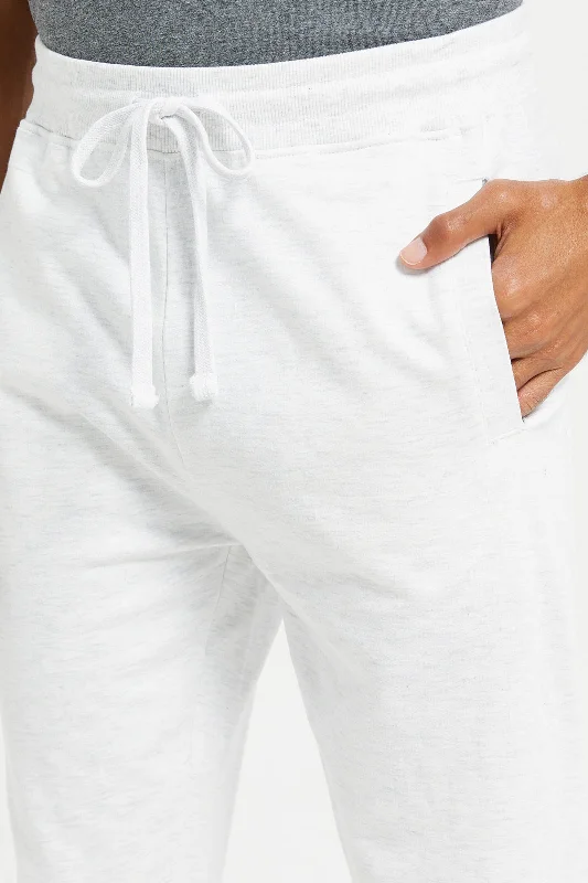 Men White Plain Joggers