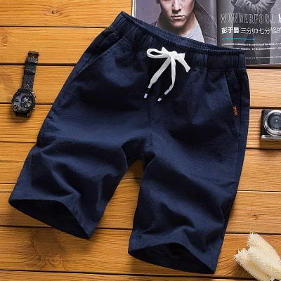 4XL 5XL 2019 New Men's harlan Shorts For Men Summer Solid Breathable Elastic Waist Casual linen Shorts Male 6 Colors