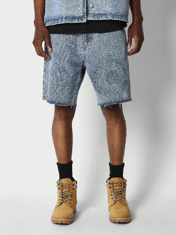 Denim Short With Embossing