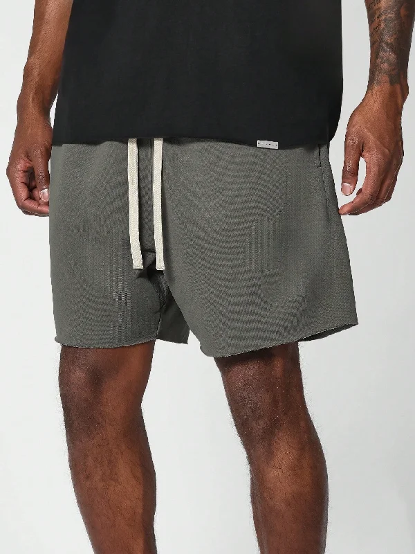 Drop Crotch Raw Edge Shorts