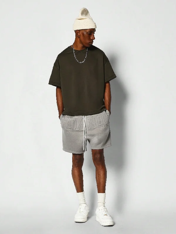 Drop Crotch Shorts With Embossed Graphic