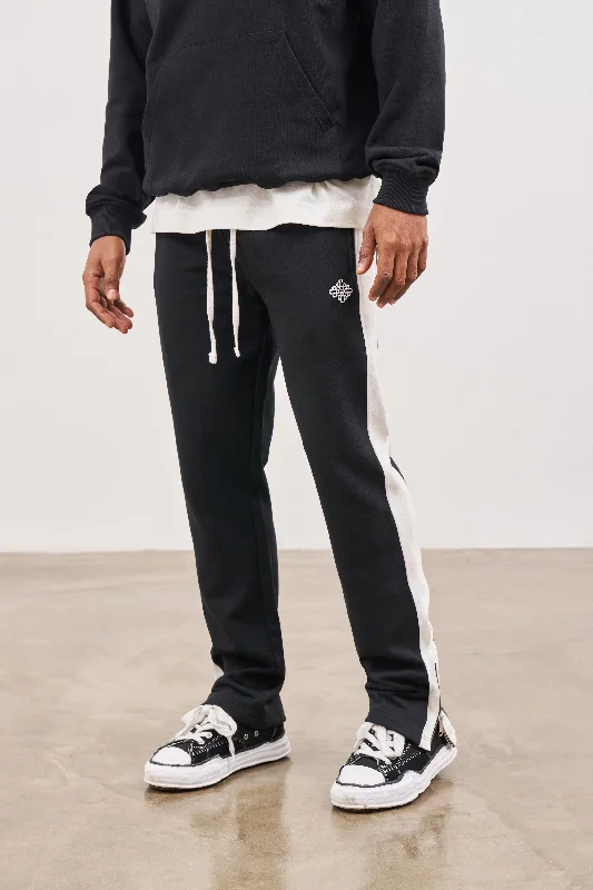 EMBLEM SIDE PANEL SPLIT HEM JOGGERS - BLACK