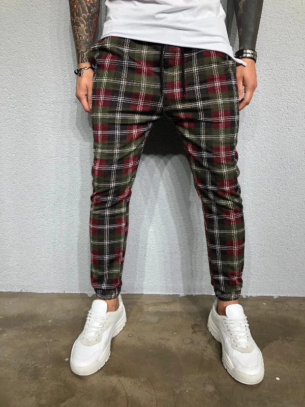 Khaki Checkered Jogger Pant BL417 Streetwear Jogger Pants