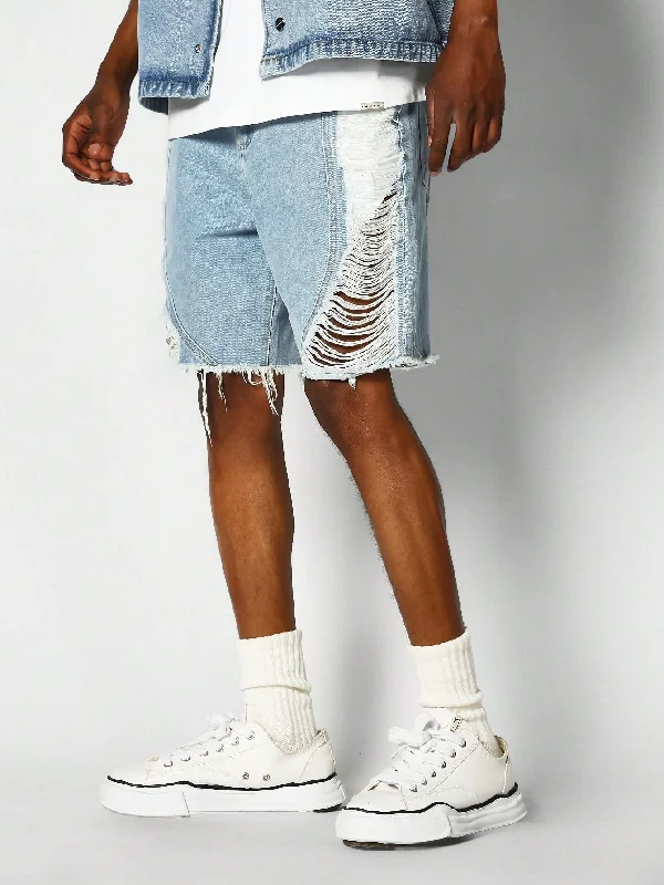 Denim Side Distressed Short