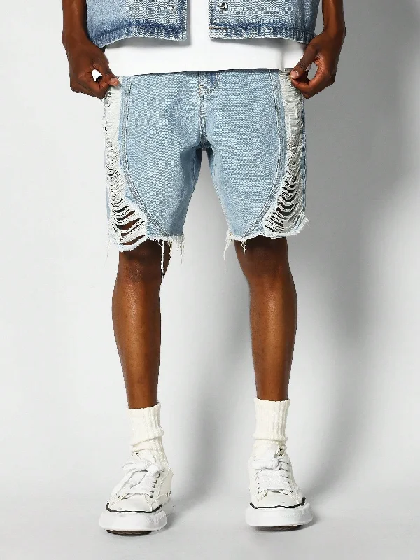 Denim Side Distressed Short