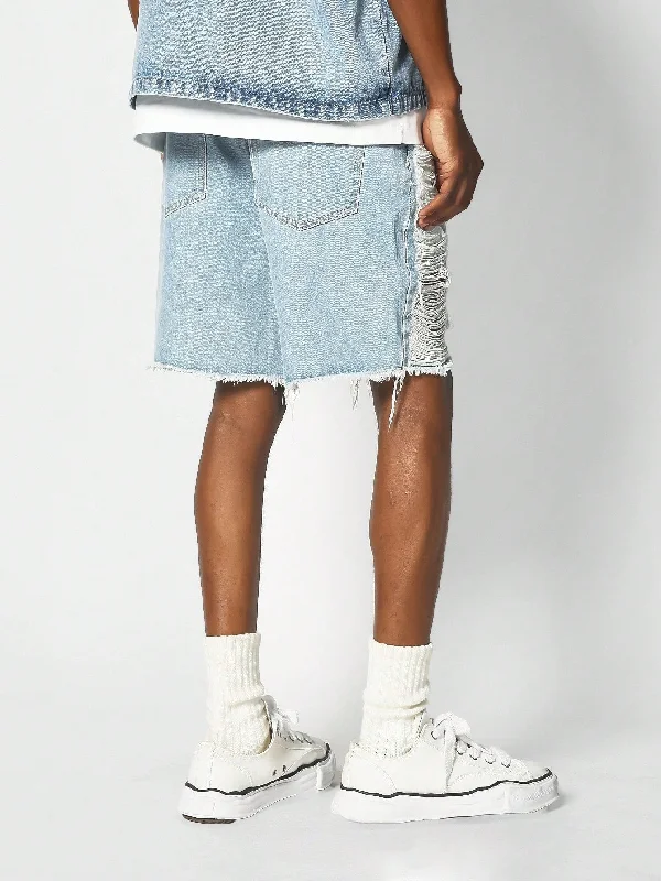 Denim Side Distressed Short