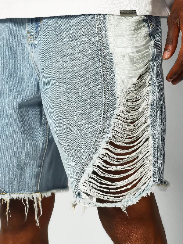 Denim Side Distressed Short