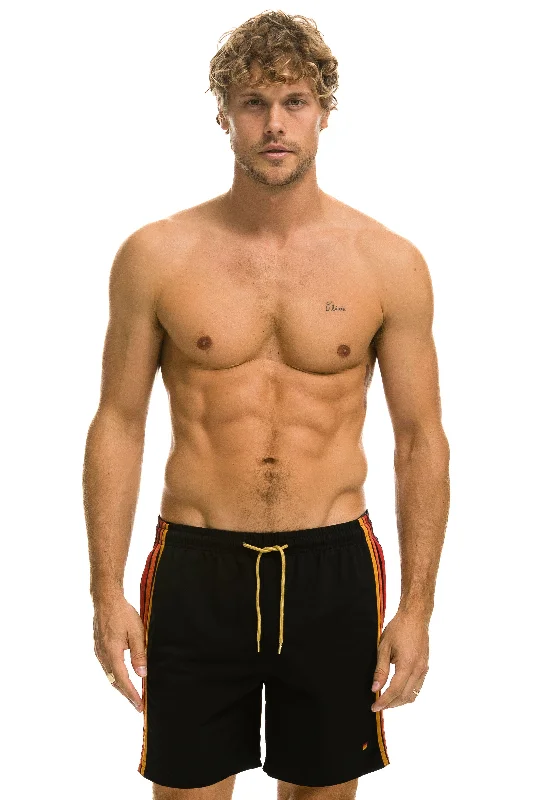 MEN'S 5 STRIPE FLEX SHORTS 7 INCH - BLACK