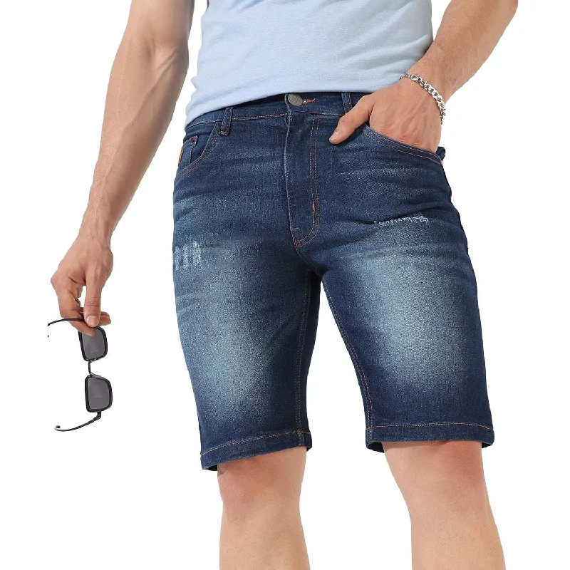 Men's Dark-Washed Denim Shorts