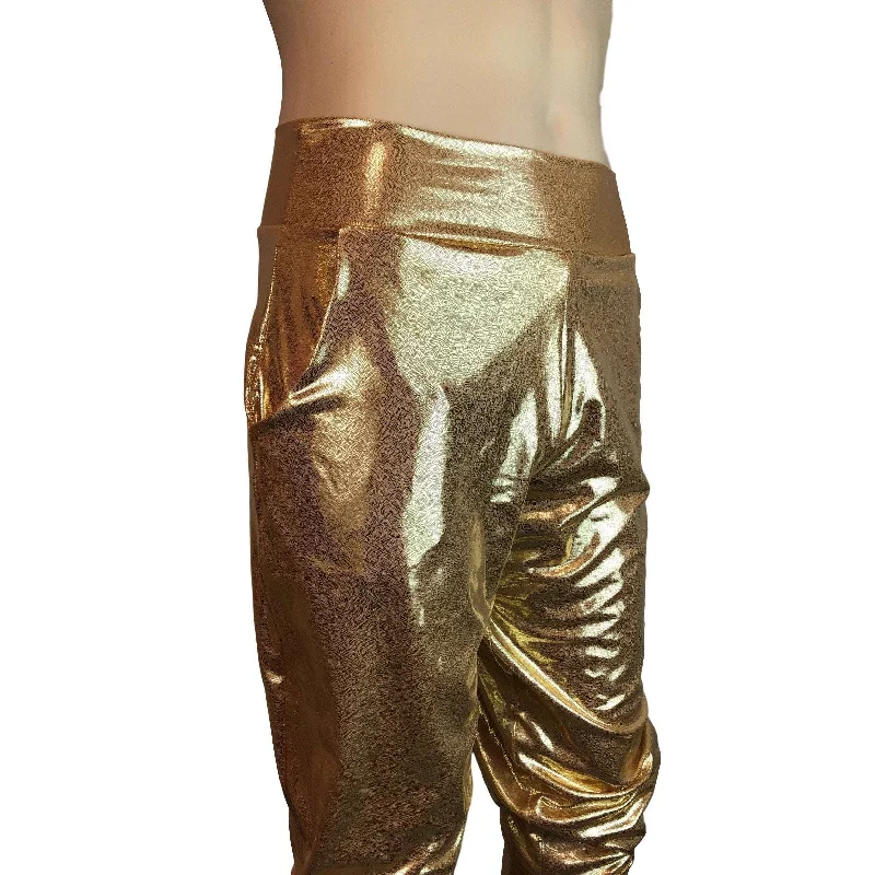 Men's Gold Mystique Metallic Jogger Pants w/ Pockets