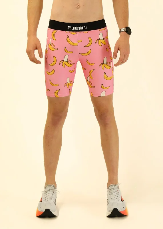 Men's Pink Bananas 8"" Half Tights