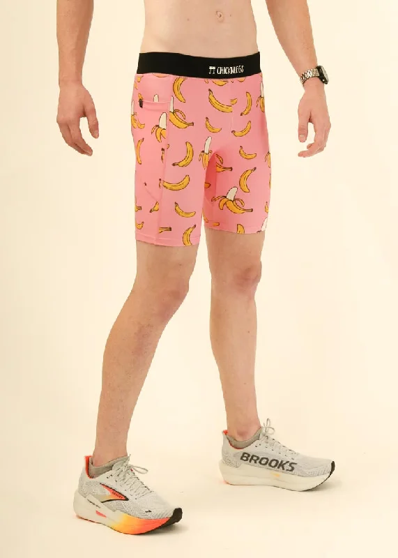 Men's Pink Bananas 8"" Half Tights