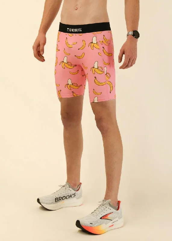 Men's Pink Bananas 8"" Half Tights