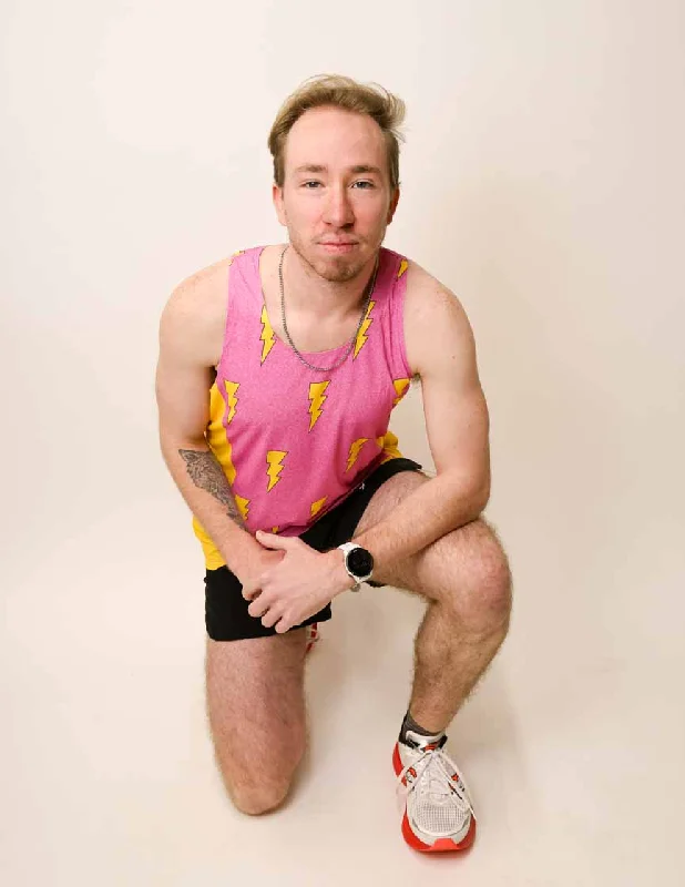 Men's Pink Bolts Performance Singlet