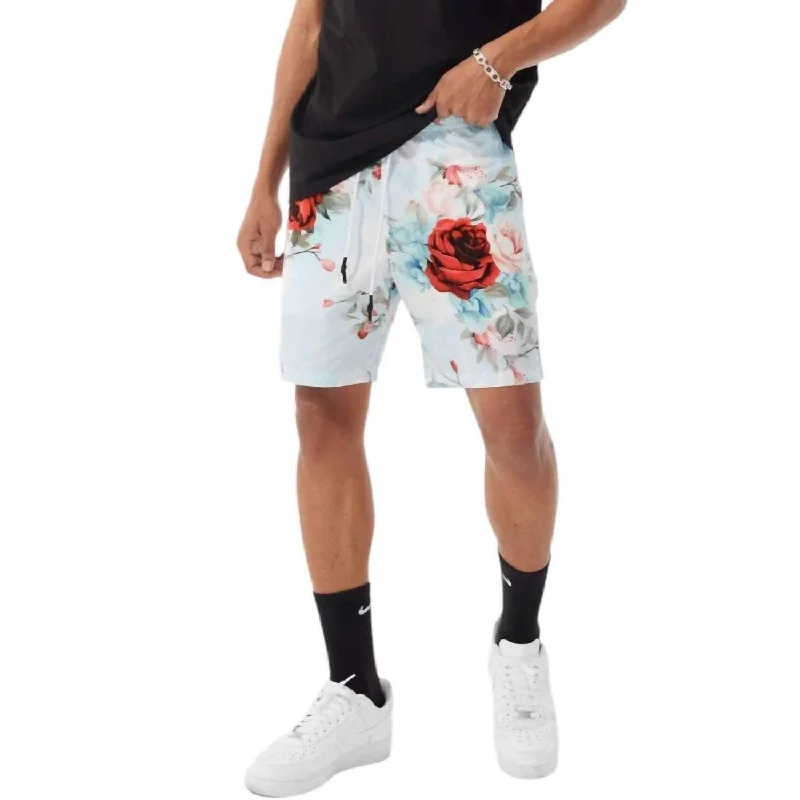 Men's Retro Ibiza Lounge Shorts In Red Floral