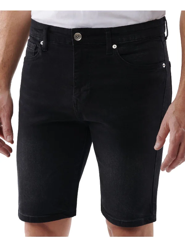 Mens Slim Fit Above Knee Denim Shorts