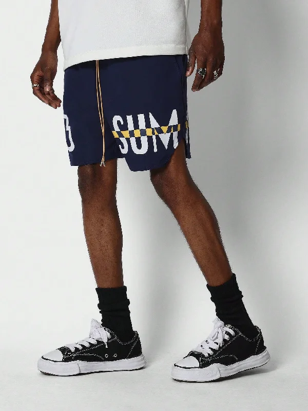 Nylon Shorts With Front Graphic