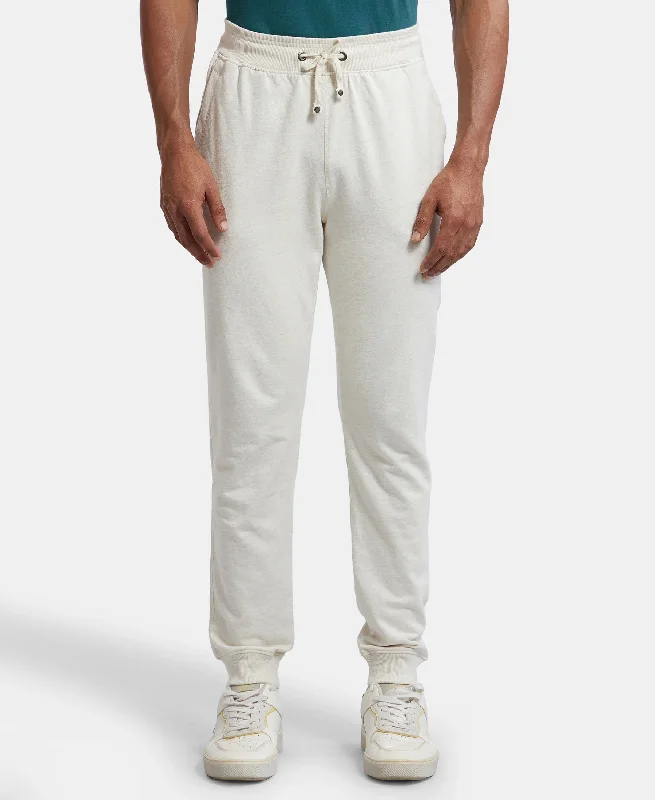 Super Combed Cotton Rich Slim Fit Jogger with Side Pockets - Cream Melange