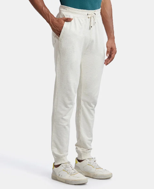 Super Combed Cotton Rich Slim Fit Jogger with Side Pockets - Cream Melange